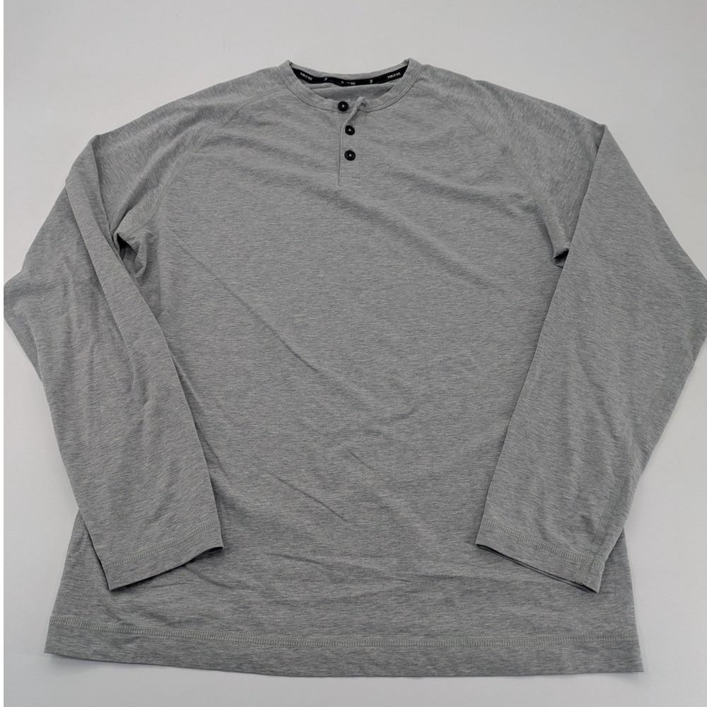 Public Rec Go-To Long Sleeve Henley Shirt Mens Large Heather Gray Pima Cotton LS
